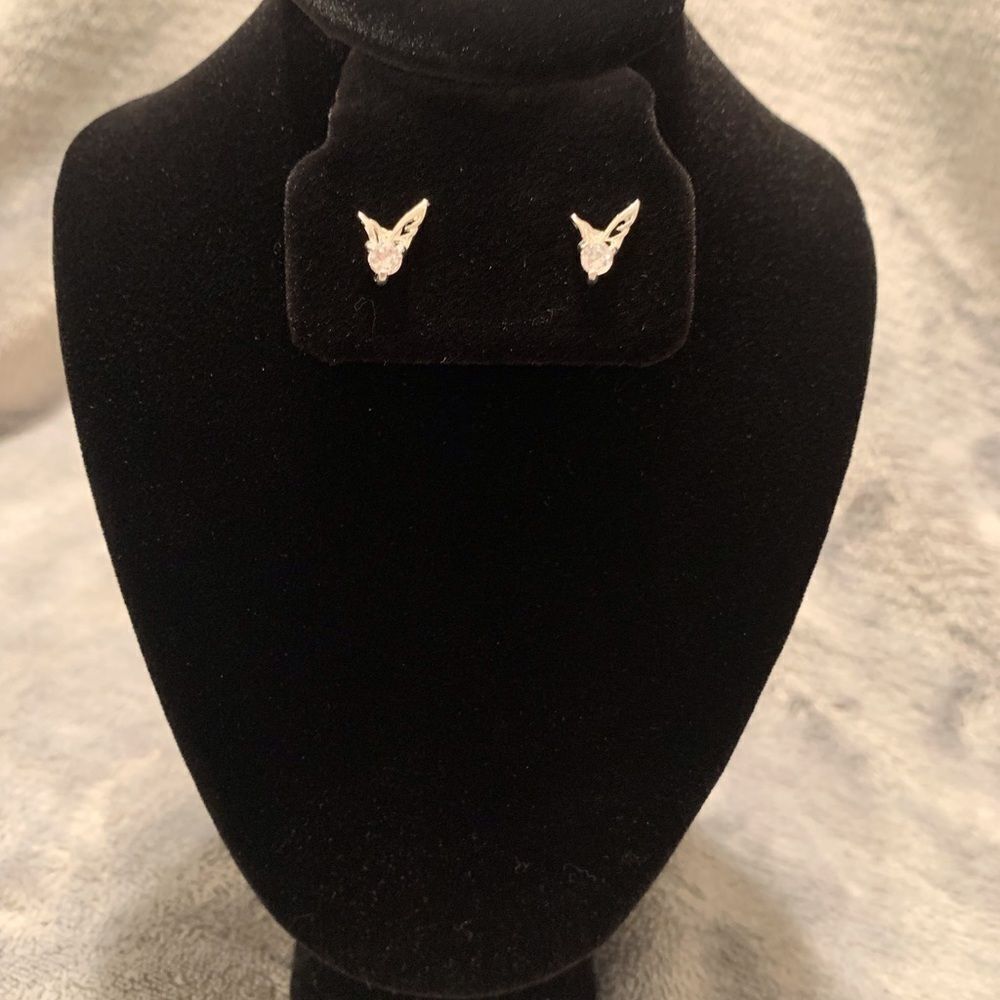 💐 925 Sterling Silver Wing CZ Stud earrings - Picture 4 of 7